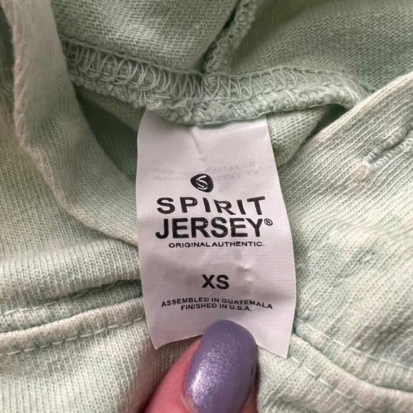 Spirit Jersey NEW Unisex XS/S/M Oversized Acid Dye Hooded Tee Long Sleeve Green - Picture 7 of 8